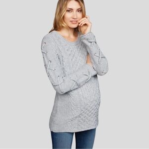 JOHN + JENN CABLE KNIT SLEEVE DETAIL MATERNITY SWEATER Size XS